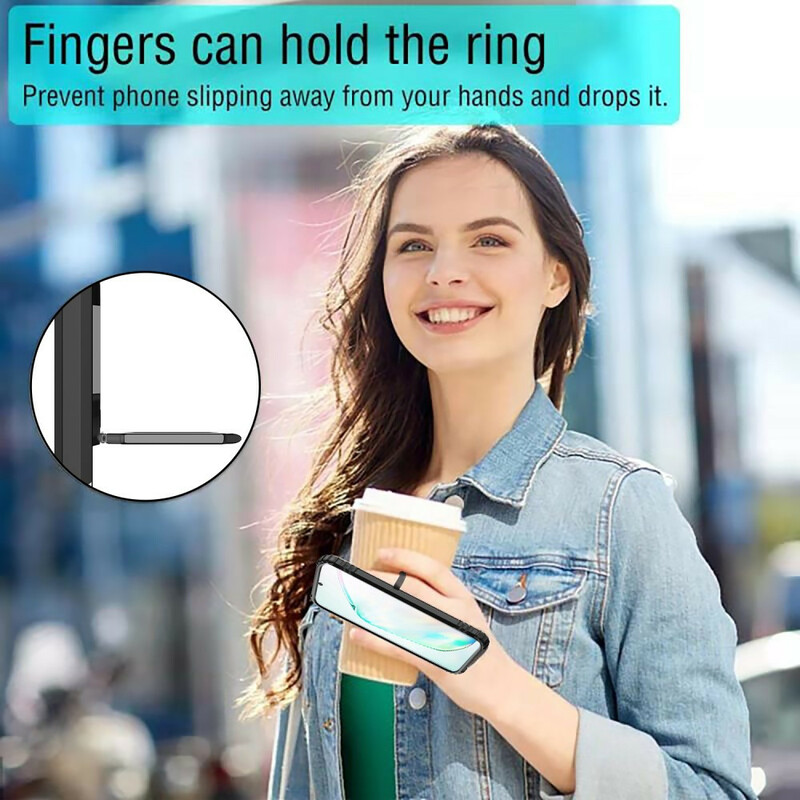 Coque Samsung Galaxy Note 10 Ring et Fibre Carbone