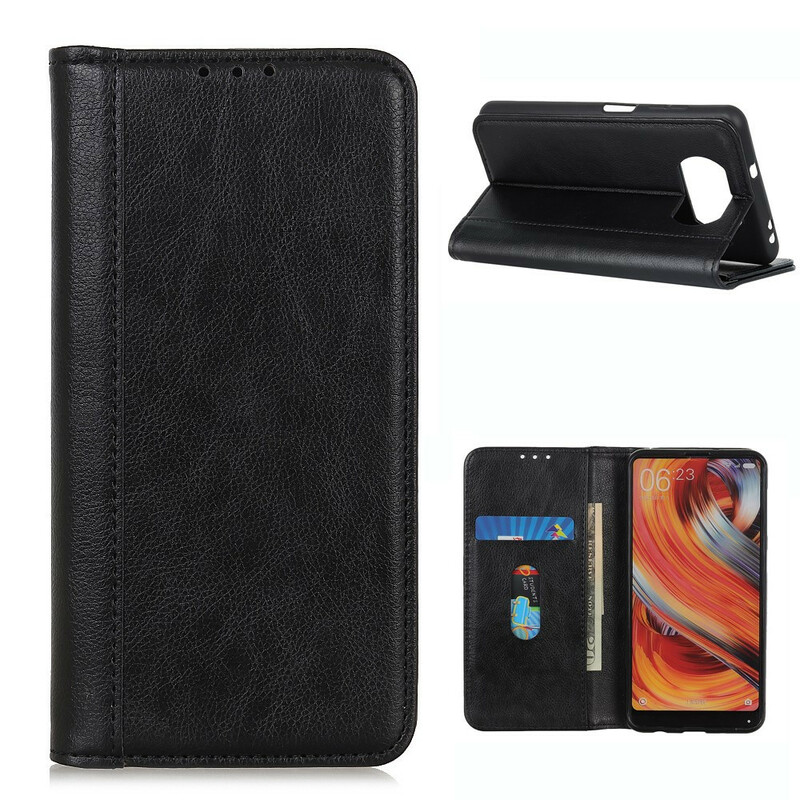 Flip Cover Poco X3 Cuir Litchi Fendu Élégance Flip Cover Poco X3 Cuir Litchi Fendu Élégance