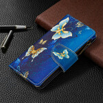 Housse Samsung Galaxy Note 10 Poche Zippée Papillons