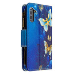 Housse Samsung Galaxy Note 10 Poche Zippée Papillons