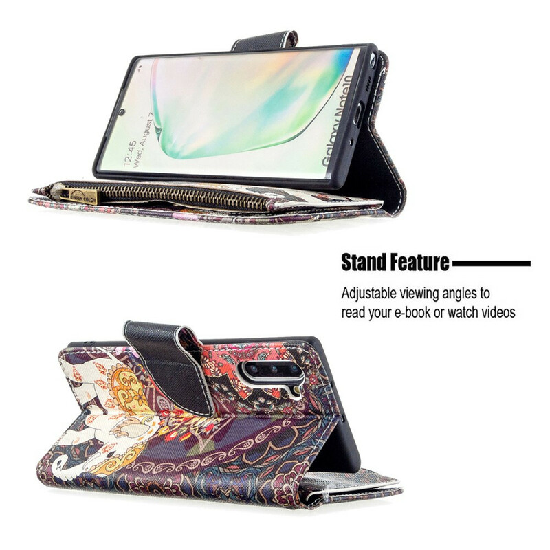 Housse Samsung Galaxy Note 10 Poche Zippée Éléphant