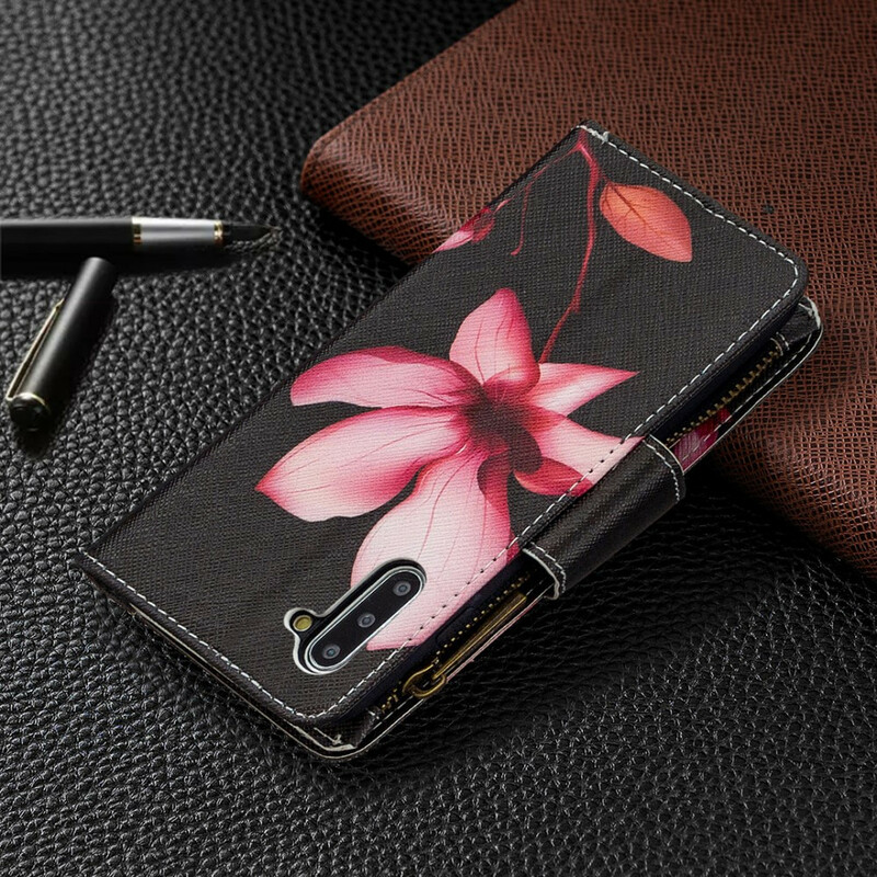 Housse Samsung Galaxy Note 10 Poche Zippée Fleur Housse Samsung Galaxy Note 10 Poche Zippée Fleur
