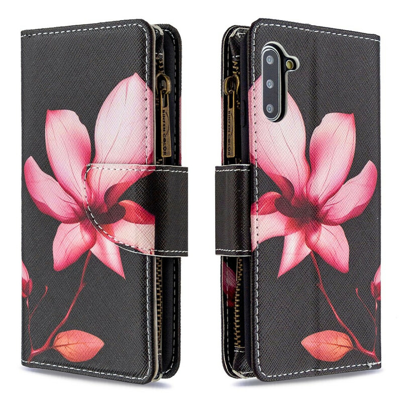 Housse Samsung Galaxy Note 10 Poche Zippée Fleur Housse Samsung Galaxy Note 10 Poche Zippée Fleur
