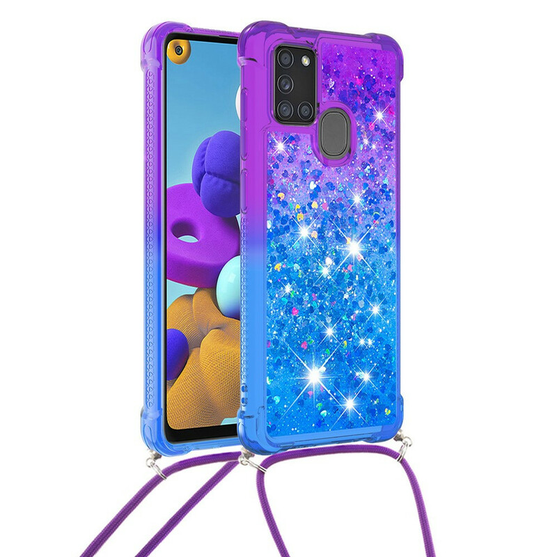 سبارت Coque Samsung Galaxy A21s Silicone Paillettes et Cordon