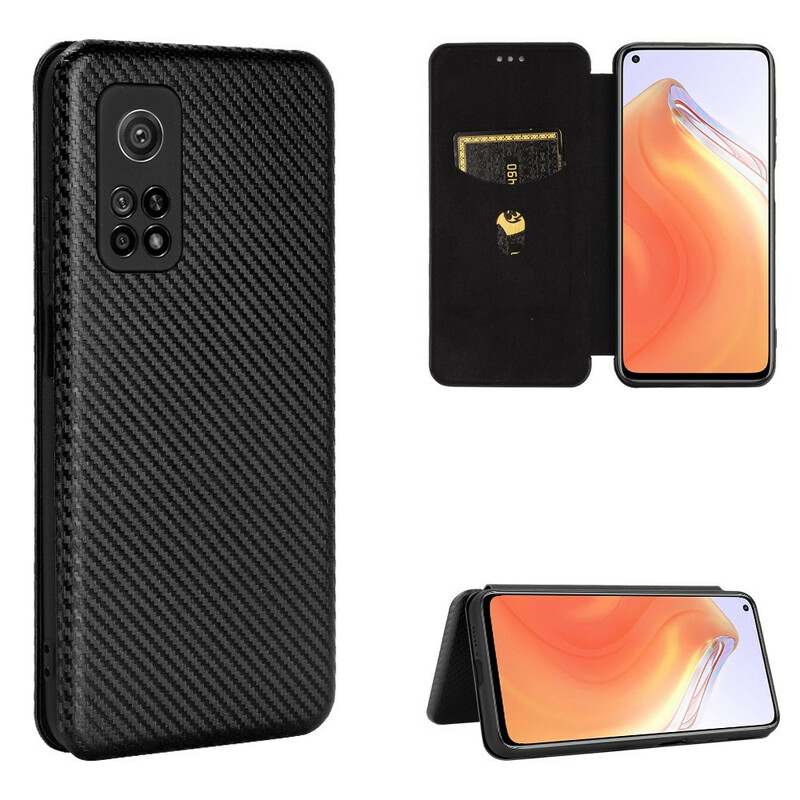Flip Cover Xiaomi Mi 10T / 10T Pro Fibre Carbone avec Anneau Support Flip Cover Xiaomi Mi 10T / 10T Pro Fibre Carbone avec Anneau Support
