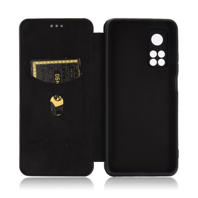 Flip Cover Xiaomi Mi 10T / 10T Pro Fibre Carbone avec Anneau Support Flip Cover Xiaomi Mi 10T / 10T Pro Fibre Carbone avec Anneau Support