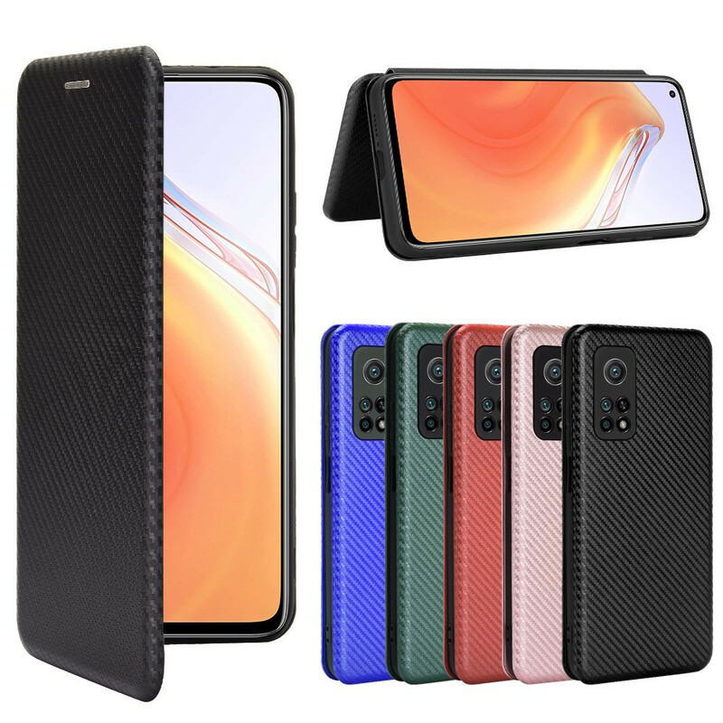 Flip Cover Xiaomi Mi 10T / 10T Pro Fibre Carbone avec Anneau Support Flip Cover Xiaomi Mi 10T / 10T Pro Fibre Carbone avec Anneau Support
