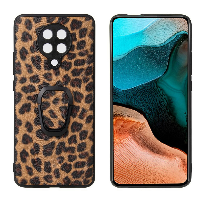 Coque Xiaomi Poco F2 Pro Effet Peau de Léopard Anneau-Support