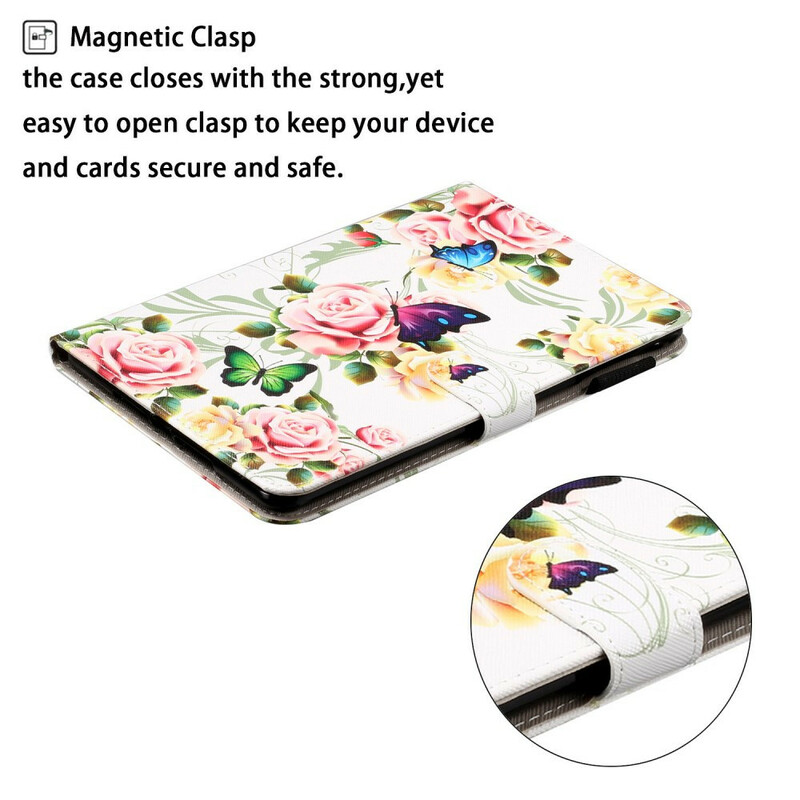 Housse Samsung Galaxy Tab A 8.0 (2019) Papillons sur Fleurs