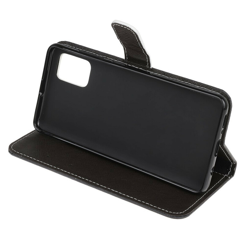 Housse Samsung Galaxy A51 Yeux de Chat Noir à Lanière Housse Samsung Galaxy A51 Yeux de Chat Noir à Lanière