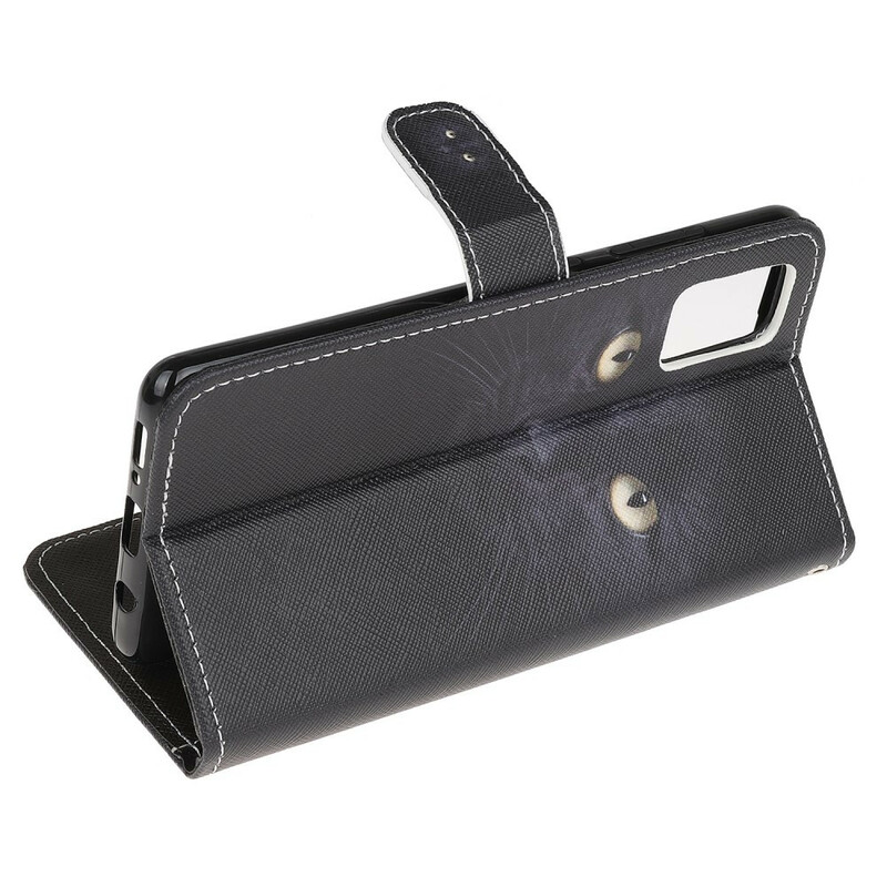 Housse Samsung Galaxy A51 Yeux de Chat Noir à Lanière Housse Samsung Galaxy A51 Yeux de Chat Noir à Lanière