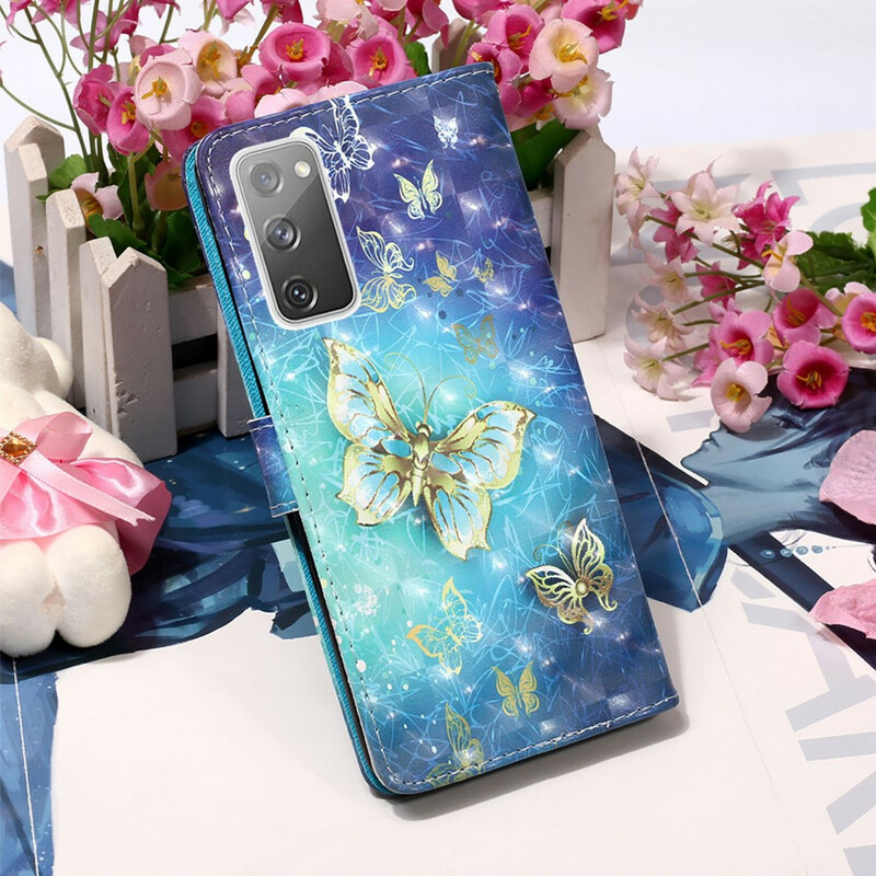 Housse Samsung Galaxy S20 FE Papillons Dorés