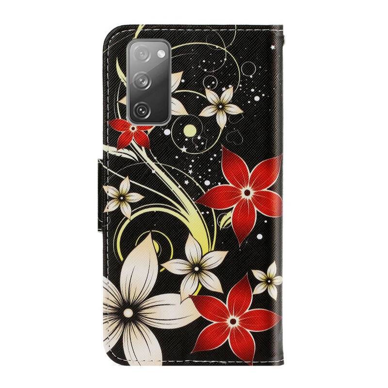 Housse Samsung Galaxy S20 FE Fleurs Colorées à Lanière