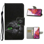 Housse Samsung Galaxy S20 FE Chat aux Yeux Verts avec Lanière Housse Samsung Galaxy S20 FE Chat aux Yeux Verts avec Lanière