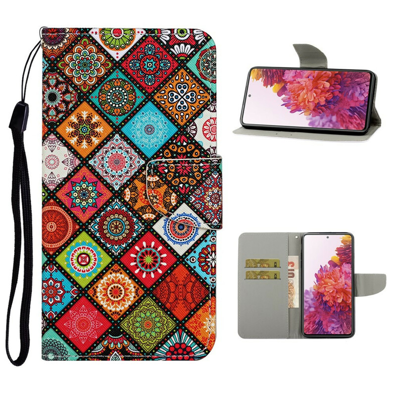 Housse Samsung Galaxy S20 FE Patchwork Mandalas avec Lanière Housse Samsung Galaxy S20 FE Patchwork Mandalas avec Lanière