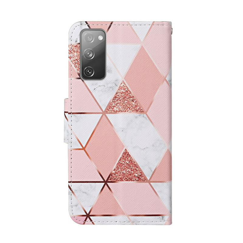 Housse Samsung Galaxy S20 FE Marbre et Paillettes avec Lanière Housse Samsung Galaxy S20 FE Marbre et Paillettes avec Lanière