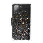 Housse Samsung Galaxy S20 FE Étoiles et Paillettes avec Lanière