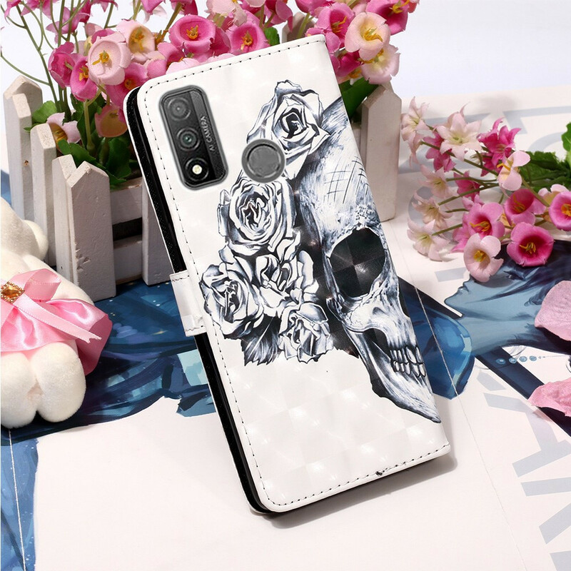 Housse Huawei P Smart 2020 Tête de Mort Fleurie