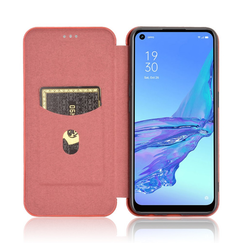 Flip Cover Oppo A53 / A53s Silicone Fibre Carbone Coloré