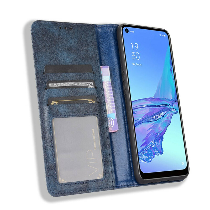 Flip Cover Oppo A53 Effet Cuir Vintage Stylisé Flip Cover Oppo A53 Effet Cuir Vintage Stylisé