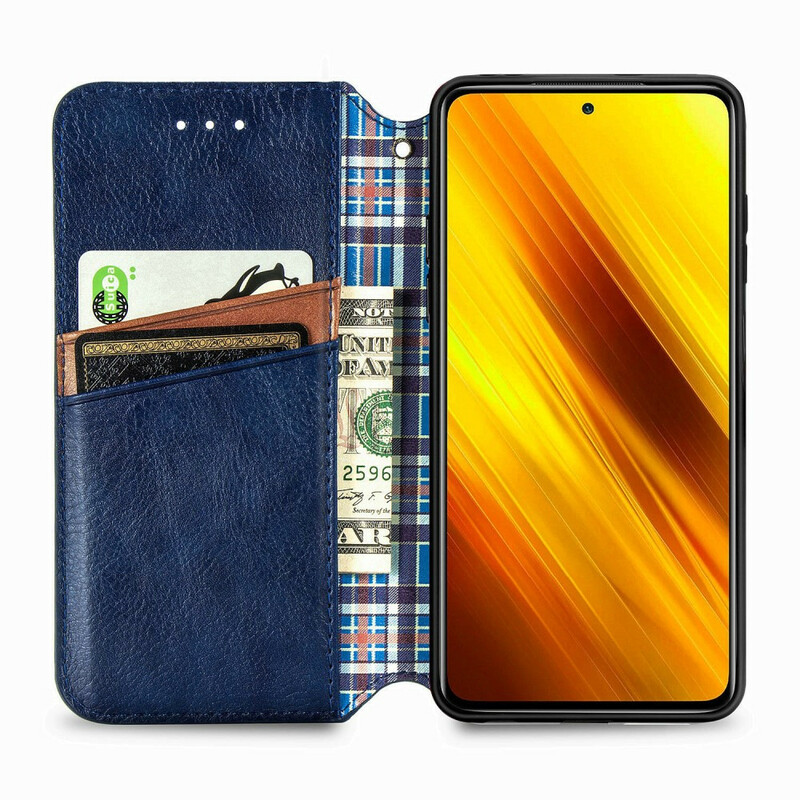 Flip Cover Xiaomi Poco X3 Effet Cuir Texture Diamant