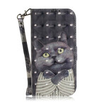 Housse Samsung Galaxy S20 FE Chat Gris à Lanière Housse Samsung Galaxy S20 FE Chat Gris à Lanière