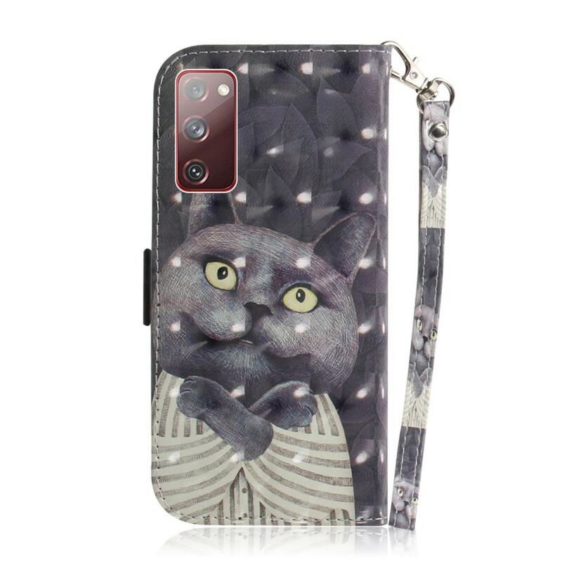 Housse Samsung Galaxy S20 FE Chat Gris à Lanière Housse Samsung Galaxy S20 FE Chat Gris à Lanière