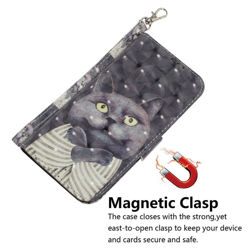 Housse Samsung Galaxy S20 FE Chat Gris à Lanière Housse Samsung Galaxy S20 FE Chat Gris à Lanière
