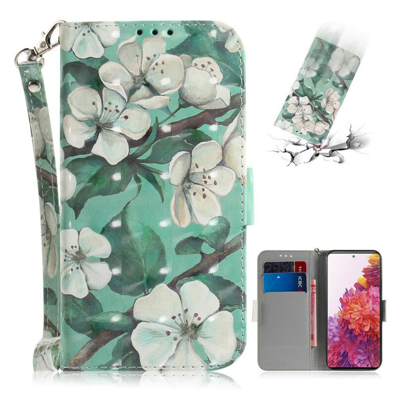 Housse Samsung Galaxy S20 FE Branche en Fleurs à Lanière Housse Samsung Galaxy S20 FE Branche en Fleurs à Lanière