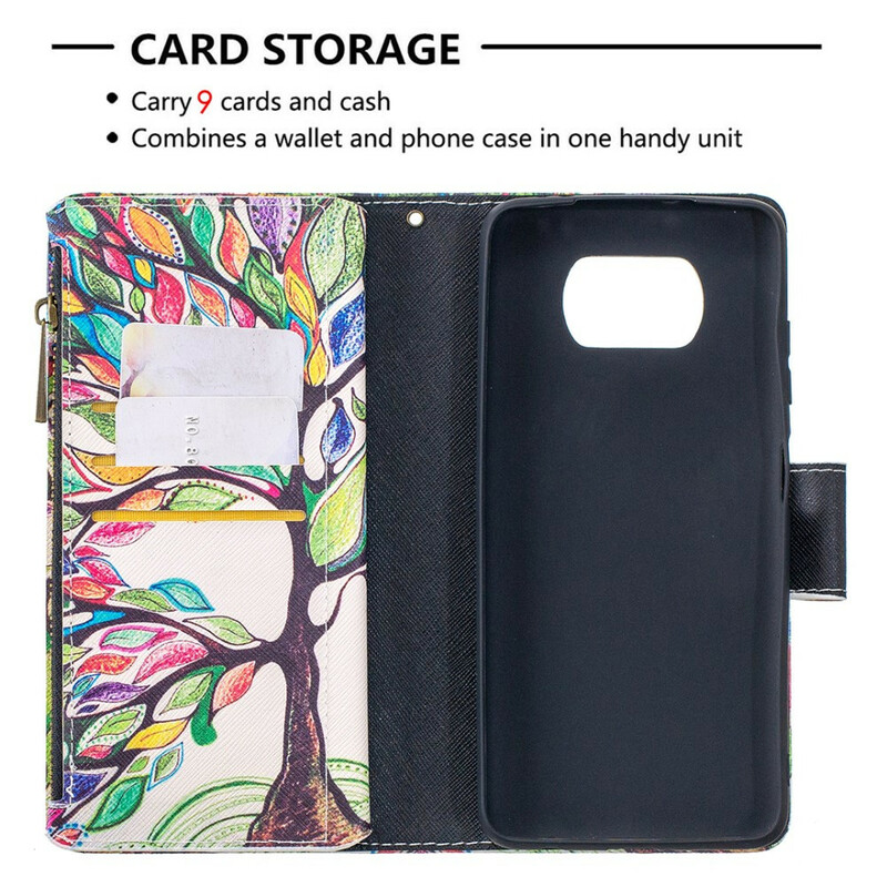 Housse Xiaomi Poco X3 Poche Zippée Arbre Housse Xiaomi Poco X3 Poche Zippée Arbre