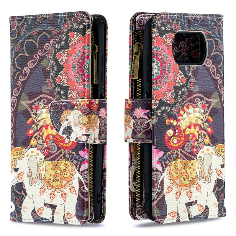 Housse Xiaomi Poco X3 Poche Zippée Éléphant