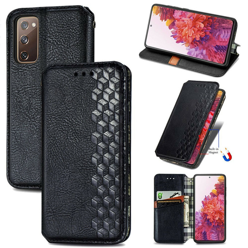 Flip Cover Samsung Galaxy S20 FE Simili Cuir Texture Diamant