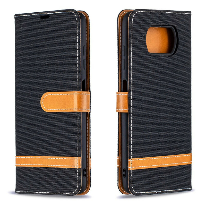 Housse Xiaomi Poco X3 Tissu et Effet Cuir à Lanière Housse Xiaomi Poco X3 Tissu et Effet Cuir à Lanière