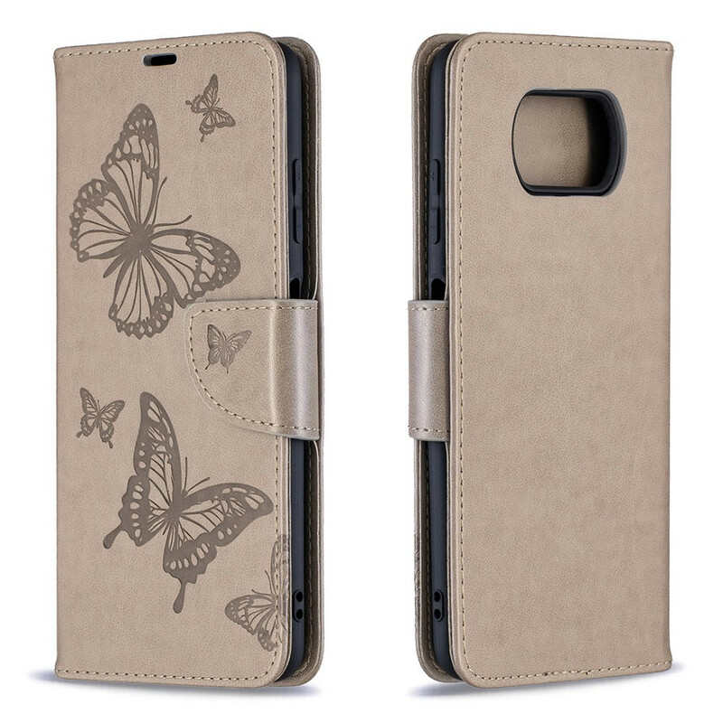 Housse Xiaomi Poco X3 Papillons Imprimés à Lanière Housse Xiaomi Poco X3 Papillons Imprimés à Lanière
