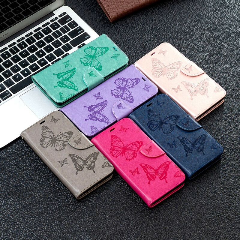 Housse Xiaomi Poco X3 Papillons Imprimés à Lanière Housse Xiaomi Poco X3 Papillons Imprimés à Lanière