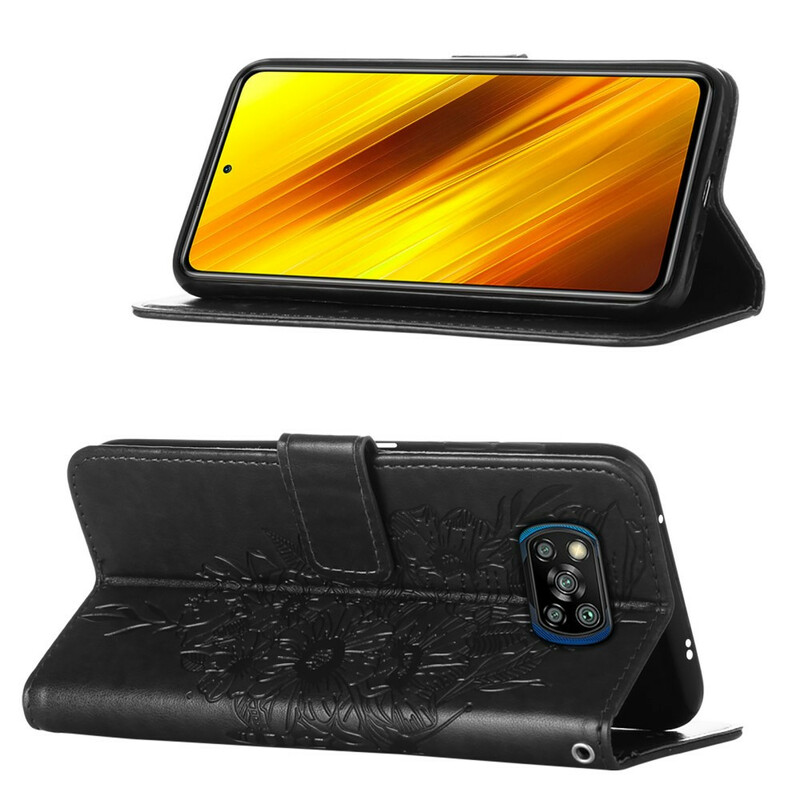 Housse Xiaomi Poco X3 Papillon Design avec Lanière Housse Xiaomi Poco X3 Papillon Design avec Lanière
