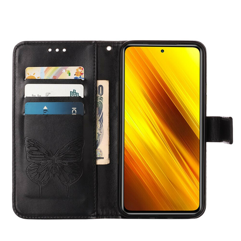 Housse Xiaomi Poco X3 Papillon Design avec Lanière Housse Xiaomi Poco X3 Papillon Design avec Lanière
