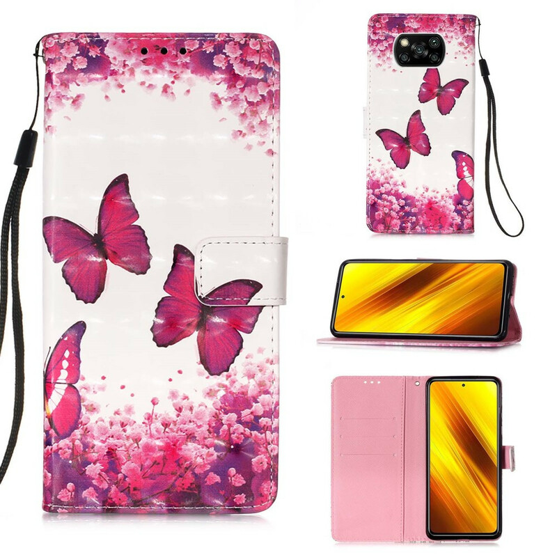 Housse Xiaomi Poco X3 Papillons Rouges Housse Xiaomi Poco X3 Papillons Rouges