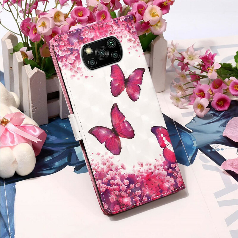 Housse Xiaomi Poco X3 Papillons Rouges Housse Xiaomi Poco X3 Papillons Rouges
