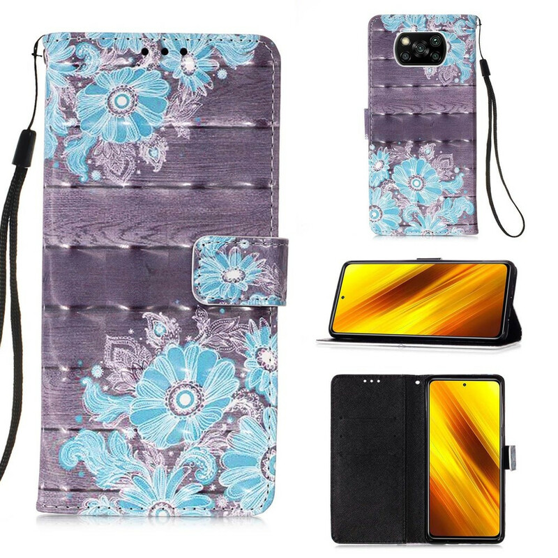 Housse Xiaomi Poco X3 Fleurs Bleues Housse Xiaomi Poco X3 Fleurs Bleues