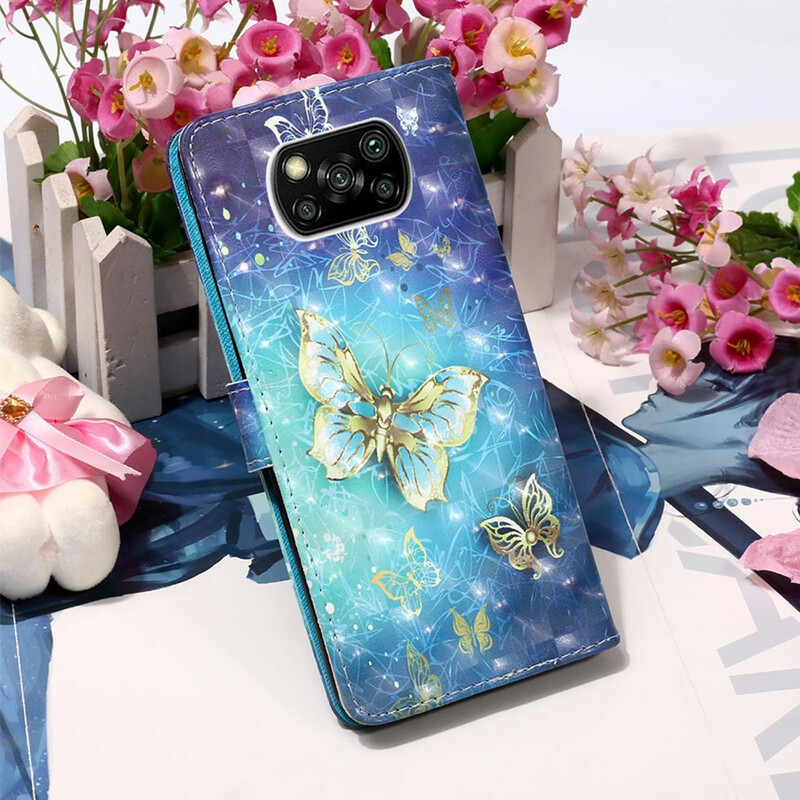 Housse Xiaomi Poco X3 Papillons Dorés Housse Xiaomi Poco X3 Papillons Dorés
