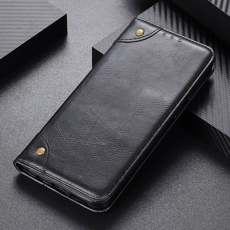 Flip Cover Samsung Galaxy A90 / A80 Cuir Fendu Vintage Rivets Flip Cover Samsung Galaxy A90 / A80 Cuir Fendu Vintage Rivets