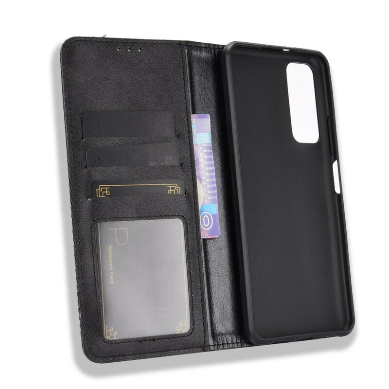 Flip Cover Huawei P Smart 2021 Effet Cuir Vintage Stylisé Flip Cover Huawei P Smart 2021 Effet Cuir Vintage Stylisé