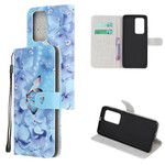 Housse Huawei P40 Papillons Diamants à Lanière Housse Huawei P40 Papillons Diamants à Lanière