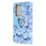 Housse Huawei P40 Papillons Diamants à Lanière Housse Huawei P40 Papillons Diamants à Lanière