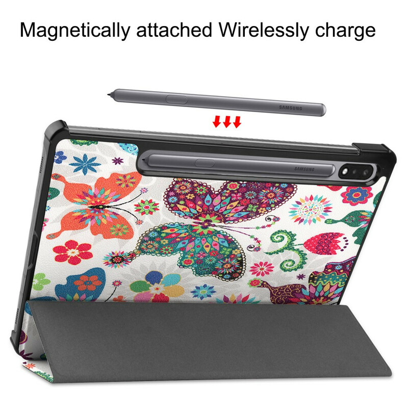 Smart Case Samsung Galaxy Tab S7 Porte-Stylet Fleurs Vintages