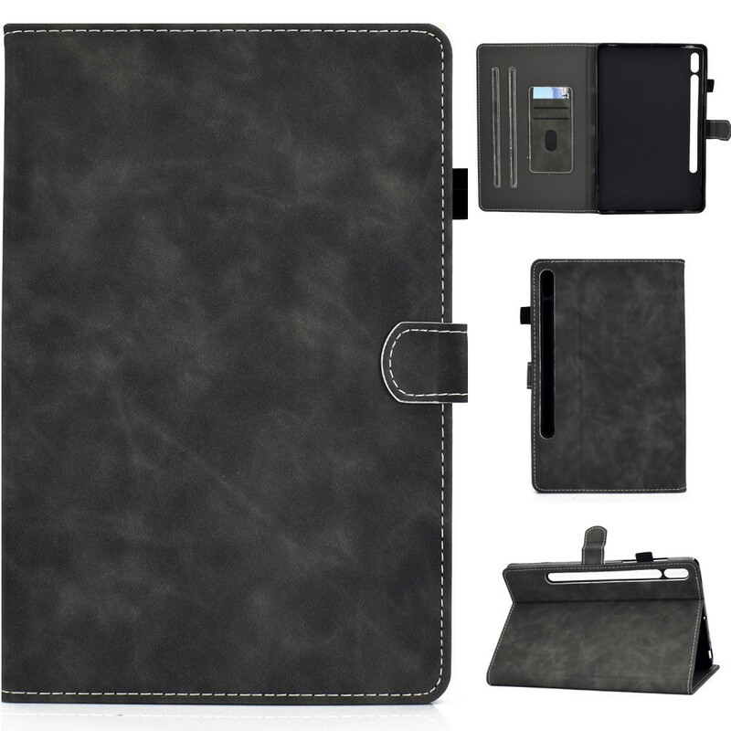 Housse Samsung Galaxy Tab S7 Effet Cuir Design Vintage Housse Samsung Galaxy Tab S7 Effet Cuir Design Vintage