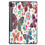 Smart Case Samsung Galaxy Tab S7 Plus Renforcée Papillons et Fleurs