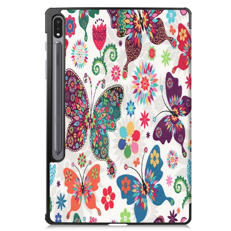 Smart Case Samsung Galaxy Tab S7 Plus Renforcée Papillons et Fleurs Smart Case Samsung Galaxy Tab S7 Plus Renforcée Papillons et Fleurs