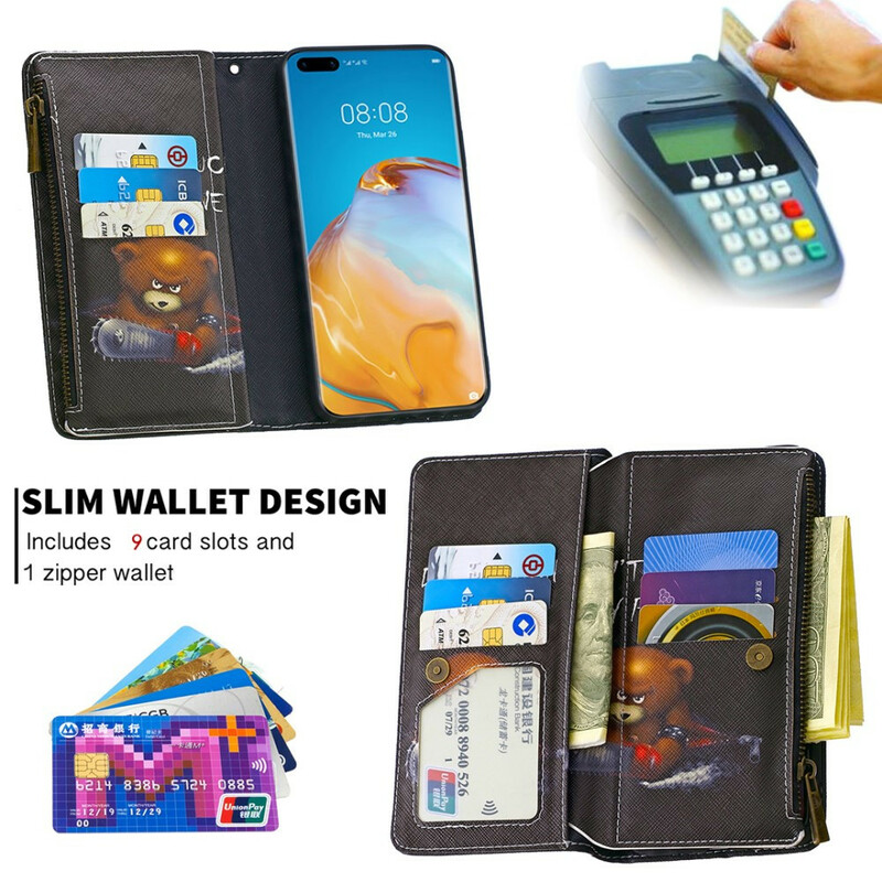 Housse Huawei P40 Poche Zippée Ours Housse Huawei P40 Poche Zippée Ours